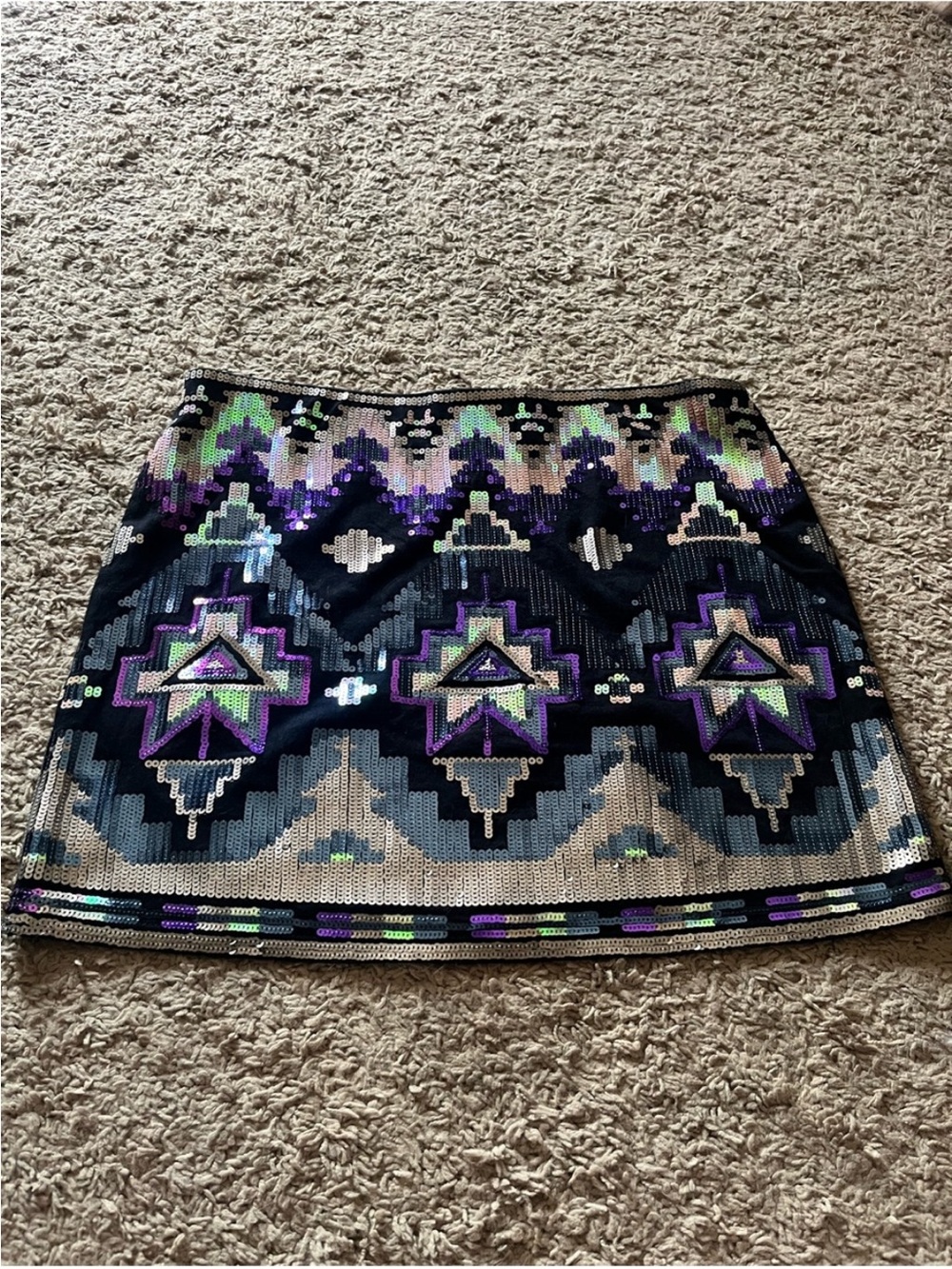 Express Sequin Geo-Pattern Mini Skirt